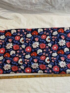 Kate Spade New York Floral Silk Scarf Navy Pink 24” x 80” Long Oblong Wrap